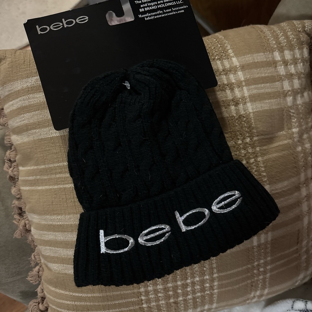 Bebe Pink Cable Knit Beanie with Pom
